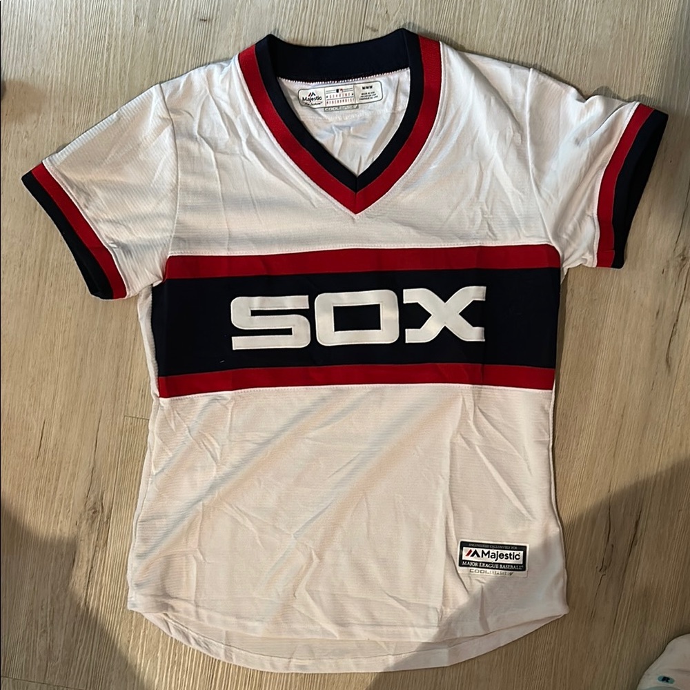 Majestic White and Red Baseball Jersey Classic Design